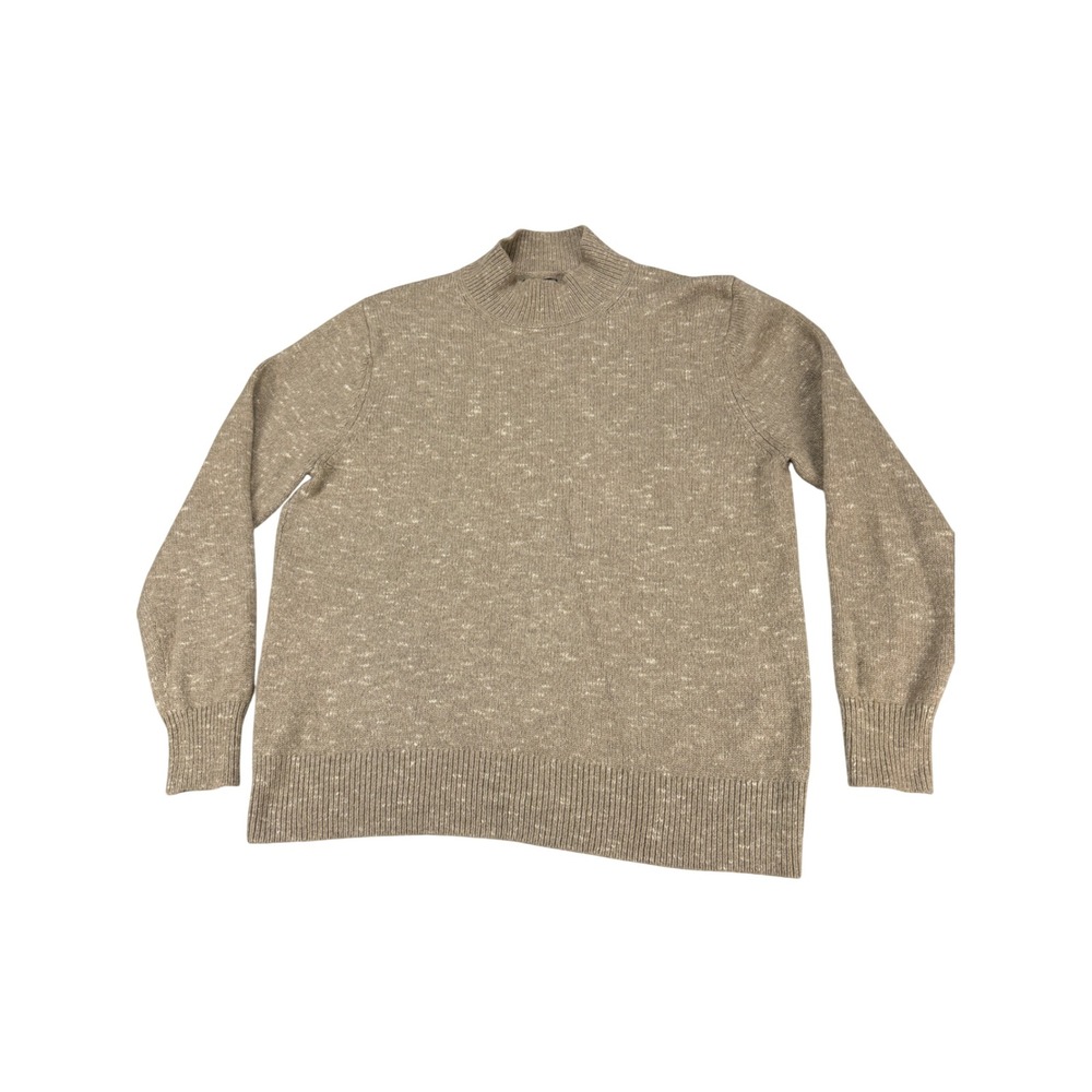 Club Monaco Italian Yarn Mock Neck Wool Blend Sweater Tan Heathered Mens Large